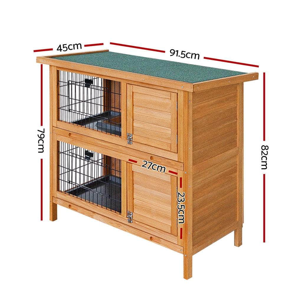 Rabbit Hutch & Chicken Coop - 91.5x45x82cm Wooden House with Large Run Cage