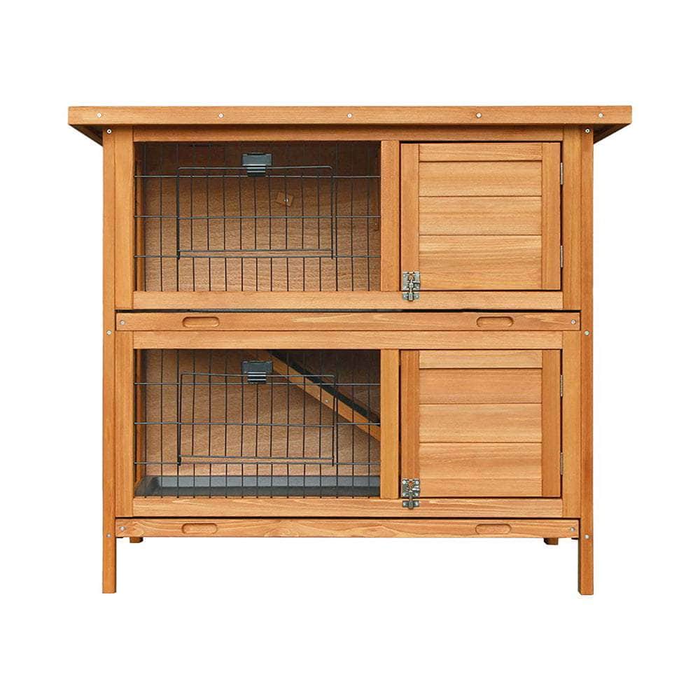 Rabbit Hutch & Chicken Coop - 91.5x45x82cm Wooden House with Large Run Cage