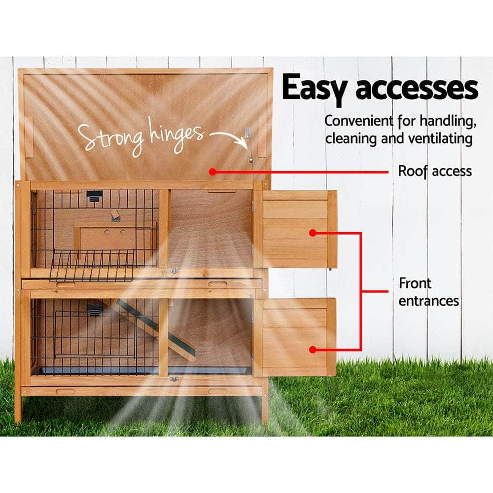 Rabbit Hutch & Chicken Coop - 91.5x45x82cm Wooden House with Large Run Cage