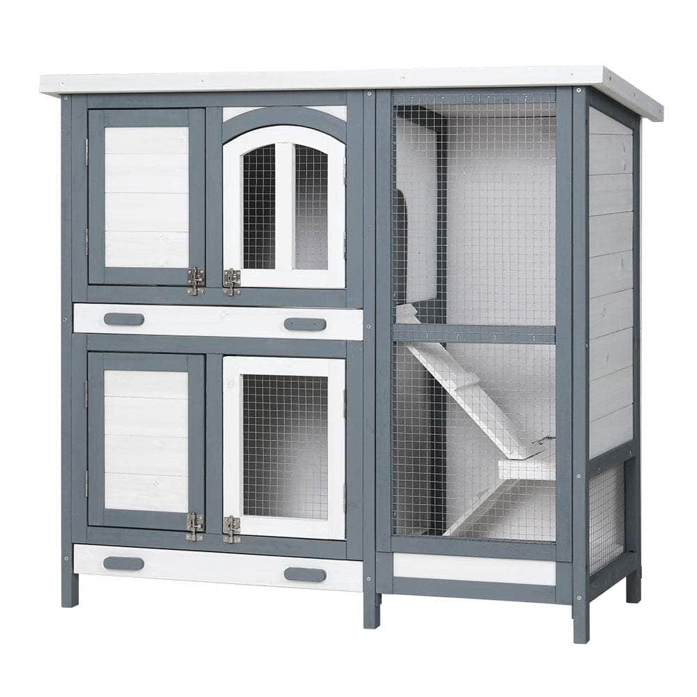 Rabbit Hutch Chicken Coop 98cm x 45cm x 92cm Large Wooden House Run Cage Outdoor