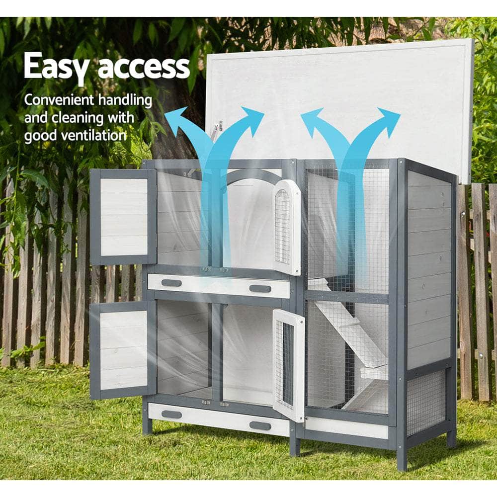 Rabbit Hutch Chicken Coop 98cm x 45cm x 92cm Large Wooden House Run Cage Outdoor