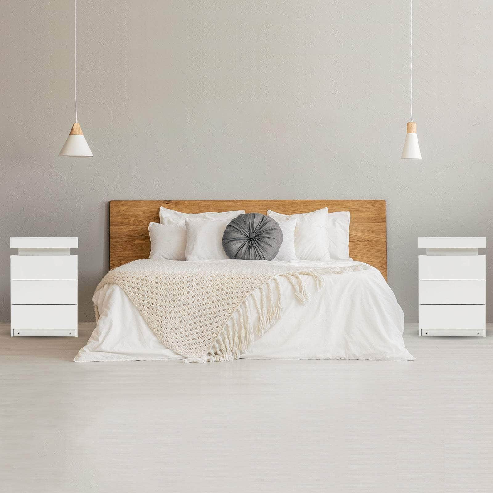 Radiant Nightstand: Led Gloss Glory Black/Oak/White