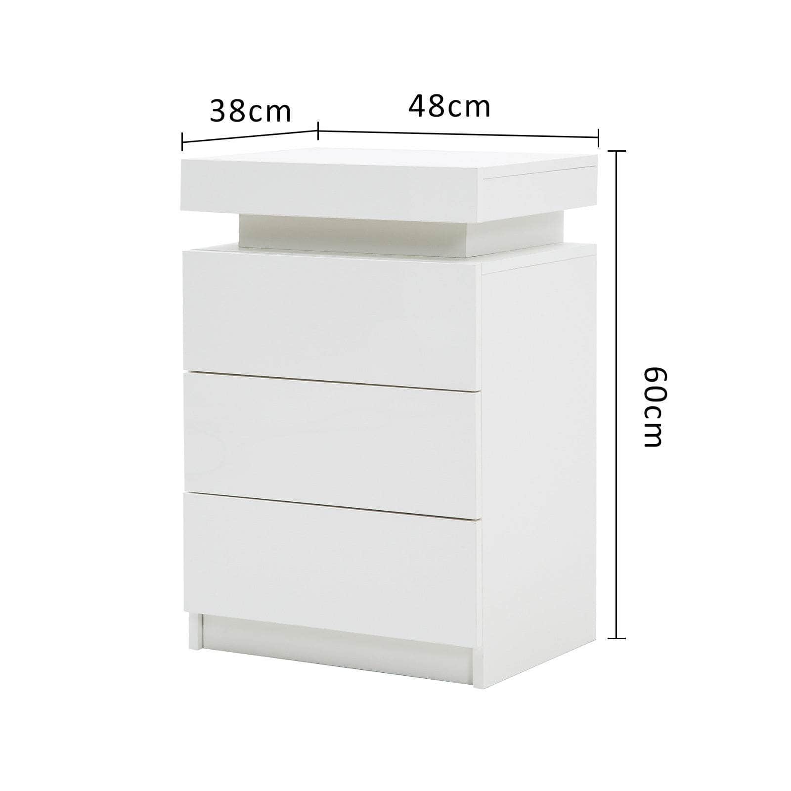 Radiant Nightstand: Led Gloss Glory Black/Oak/White