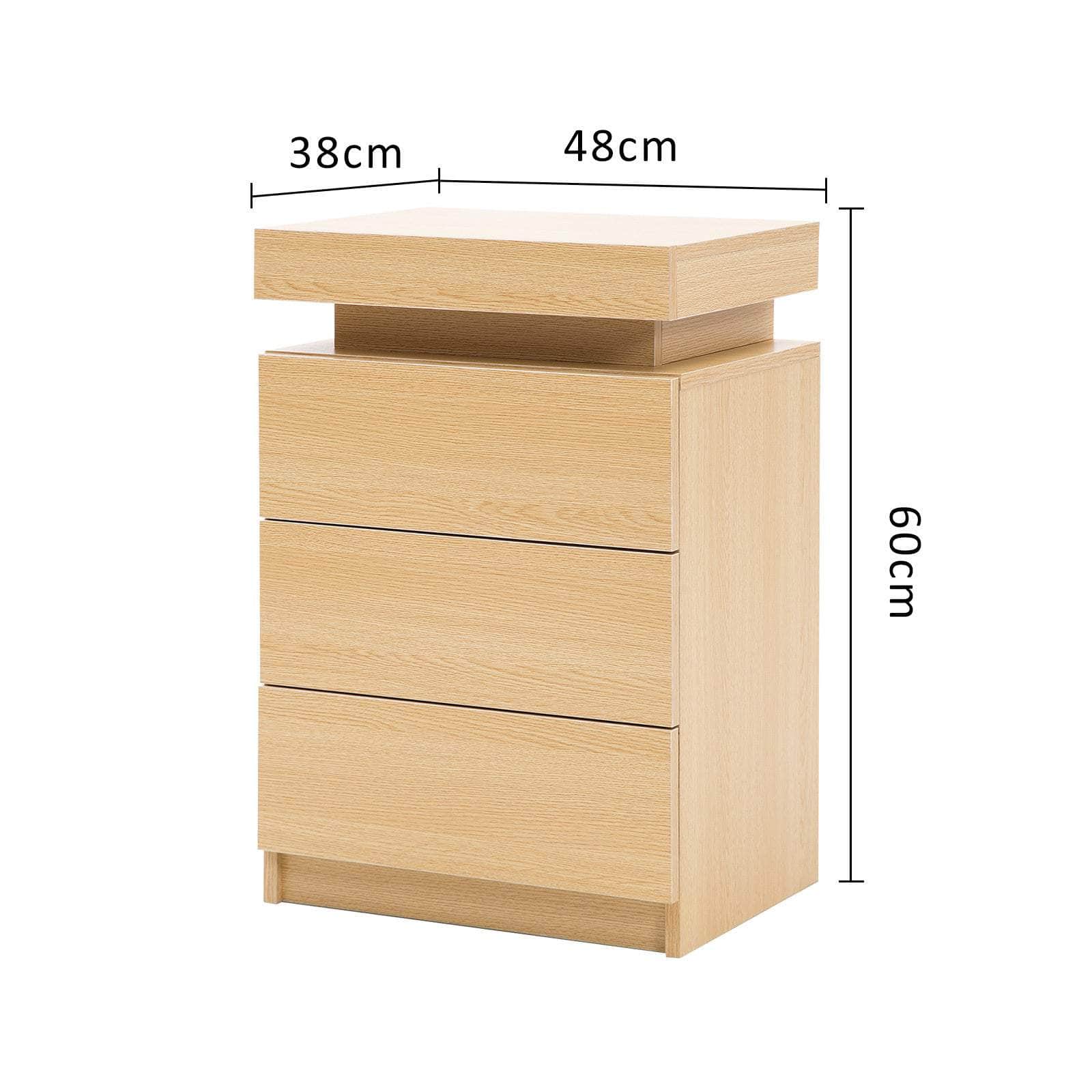 Radiant Nightstand: Led Gloss Glory Black/Oak/White