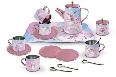 Rainbow Unicorn Tin Tea Mug Set In Suitcase 18Pcs