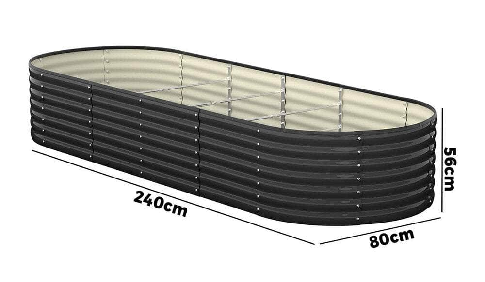Raised Garden Bed Beds Kit Planter Oval Galvanised Steel