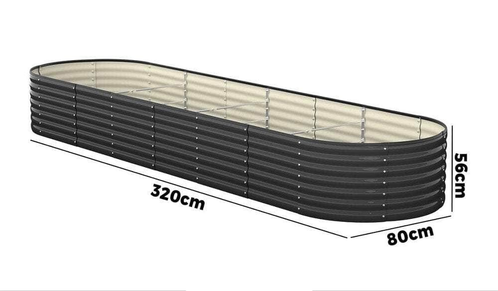 Raised Garden Bed Beds Kit Planter Oval Galvanised Steel