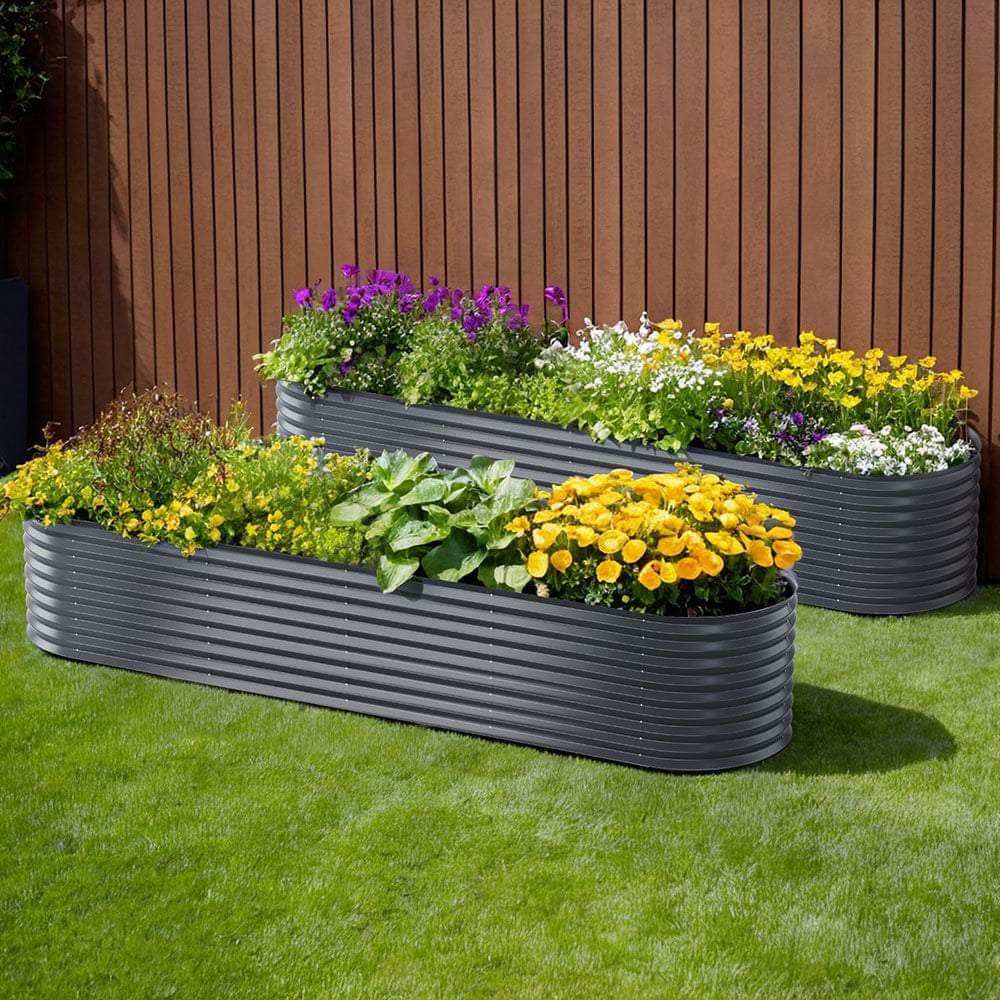 Raised Garden Bed Kit Planter Oval Galvanised Steel