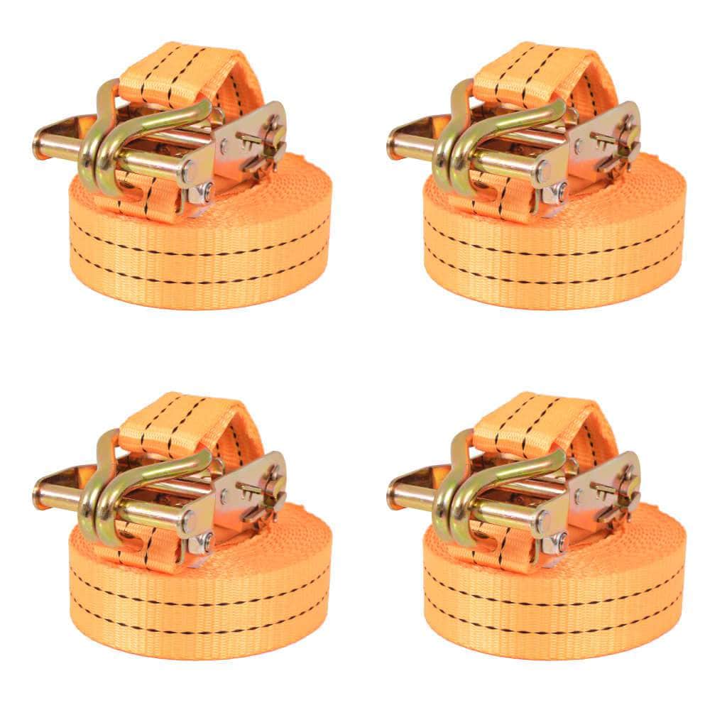 Ratchet Tie Down Straps 4 pcs 1 Tonnes Orange