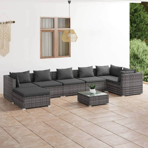 Rattan: 8-Piece Garden Lounge Set with Plush Cushions