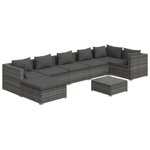 Rattan: 8-Piece Garden Lounge Set with Plush Cushions