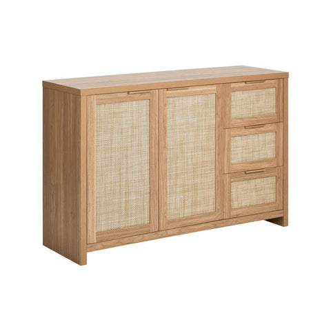 Rattan Buffet Sideboard Cabinet with 3 Drawers Hallway Storage Table