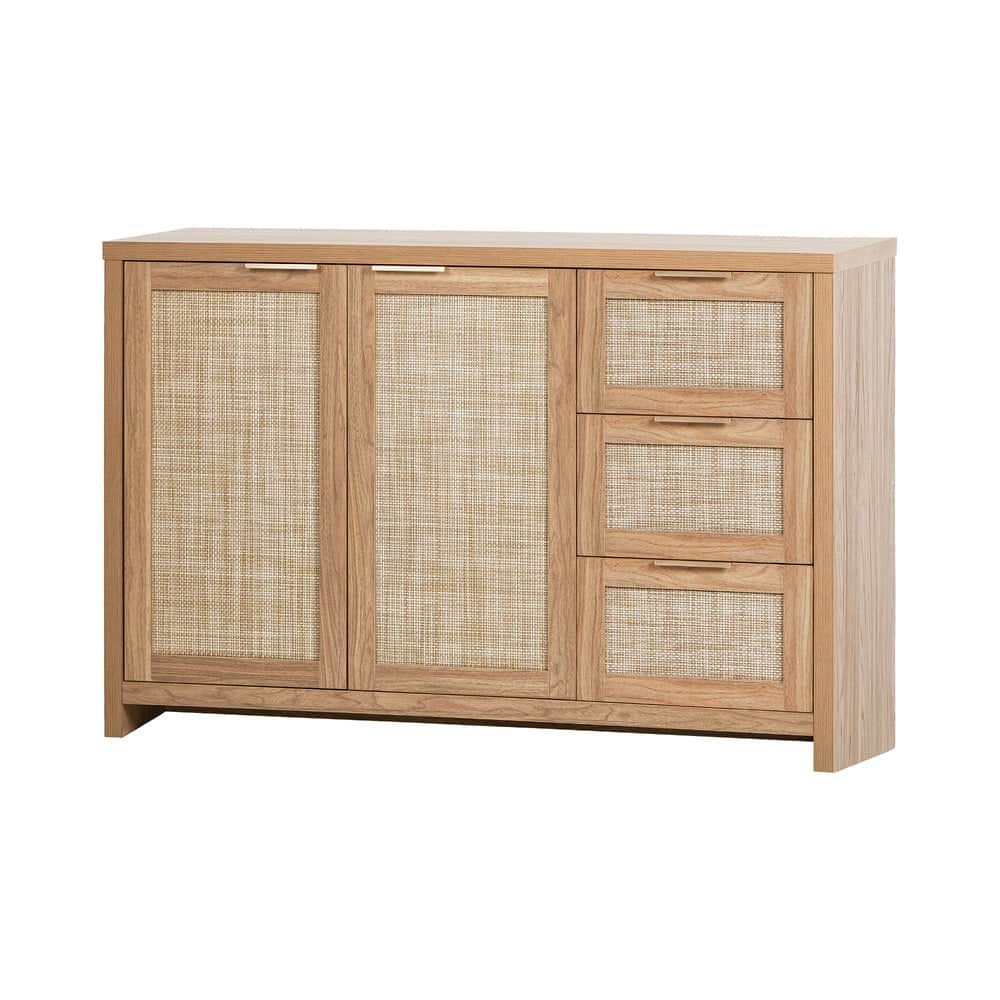 Rattan Buffet Sideboard Cabinet with 3 Drawers Hallway Storage Table