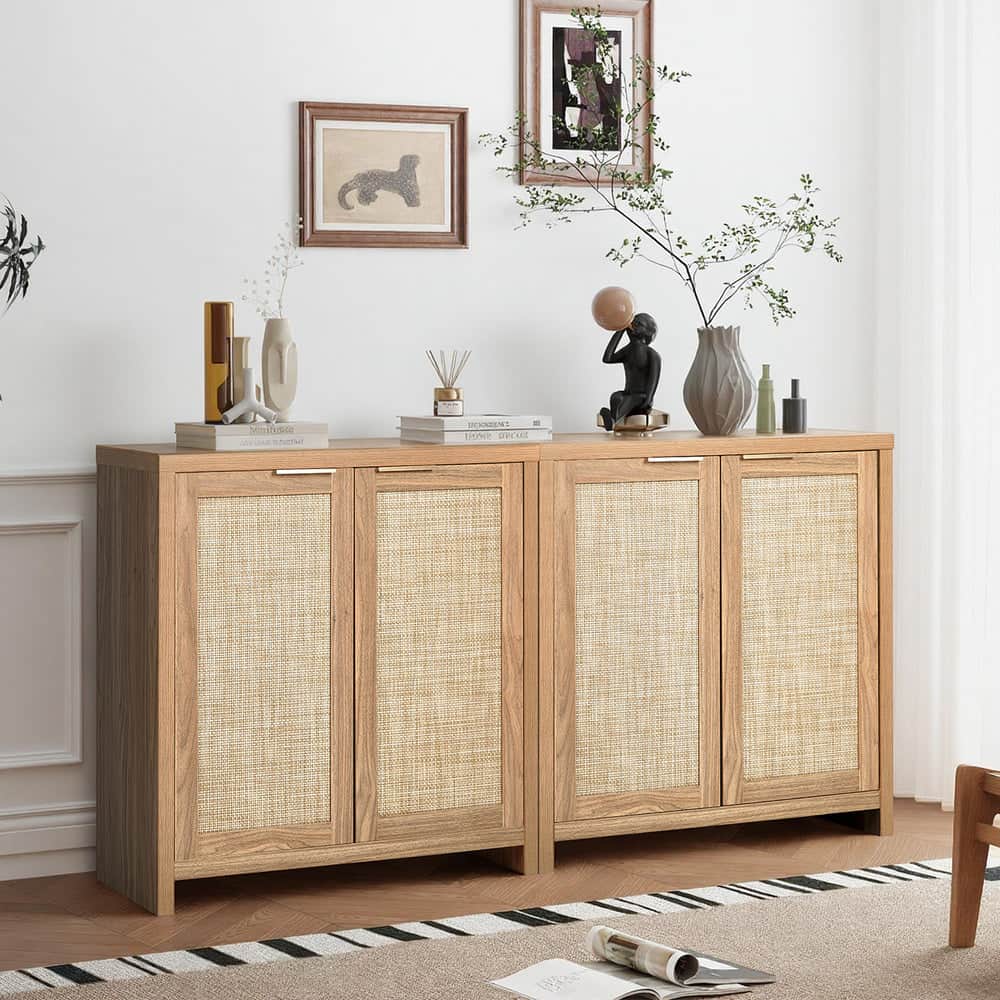 Rattan Buffet Sideboard Storage Cabinet for Kitchen & Hallway Table