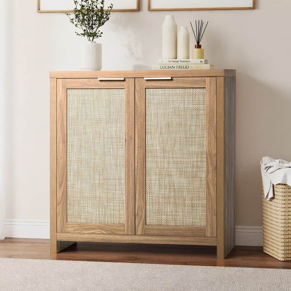Rattan Buffet Sideboard Storage Cabinet for Kitchen & Hallway Table