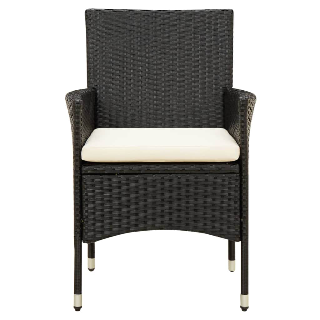 Rattan Noir Alfresco Elegance: 5-Piece Outdoor Dining Set with Cushions
