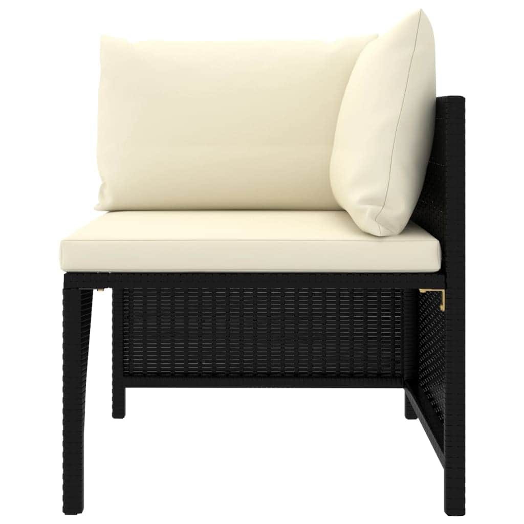 Rattan Noir Luxury: 6-Piece Garden Lounge Set with Plush Cushions