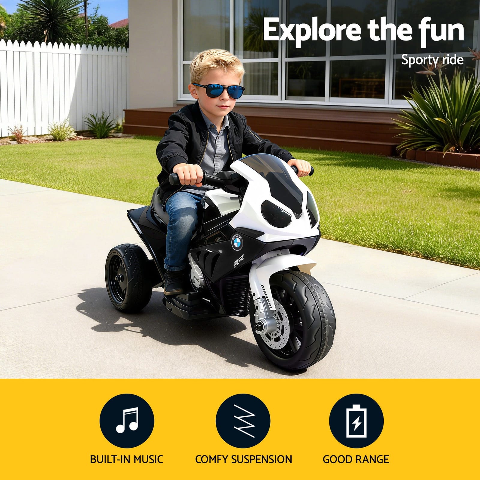 Black colour - Kids Ride On Car Electric Ride On Cars Motorcycle Motorbike BMW Licensed S1000RR Black