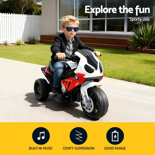 Kids BMW Police Ride On Motorcycle 6V Electric Motorbike Toy Red 3 Wheels - Bikes & Scooters