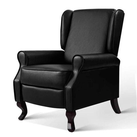 Recliner Armchair Black Leather Domini