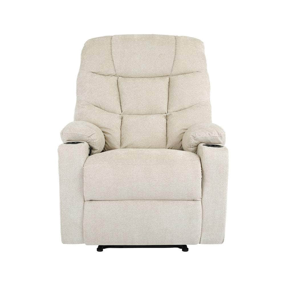 Recliner Chair Electric Massage Chairs Heated Polyester Beige