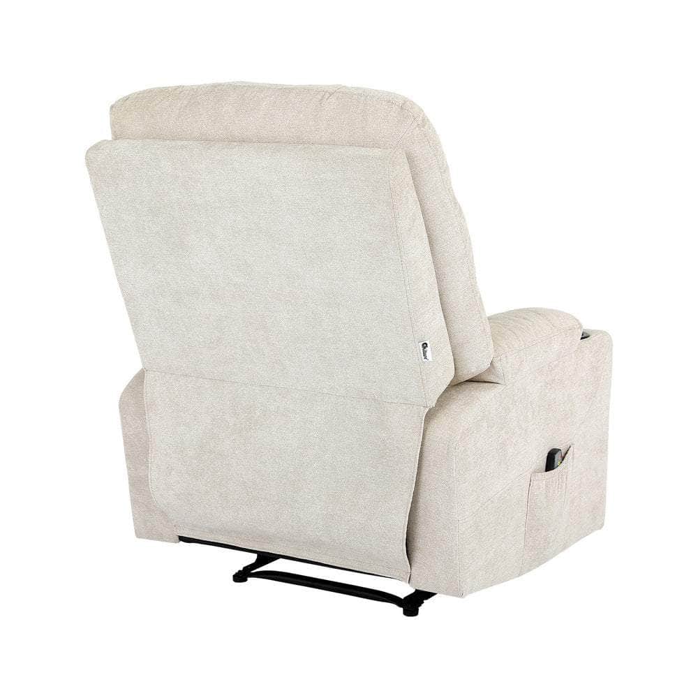 Recliner Chair Electric Massage Chairs Heated Polyester Beige