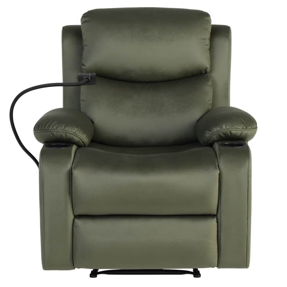 Recliner Chair Heated Massage Chair with Phone Holder Velvet