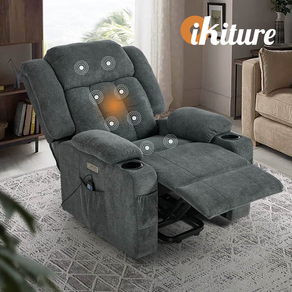 Recliner Chair Lift Heated Massage Armchair with USB Charging Ports