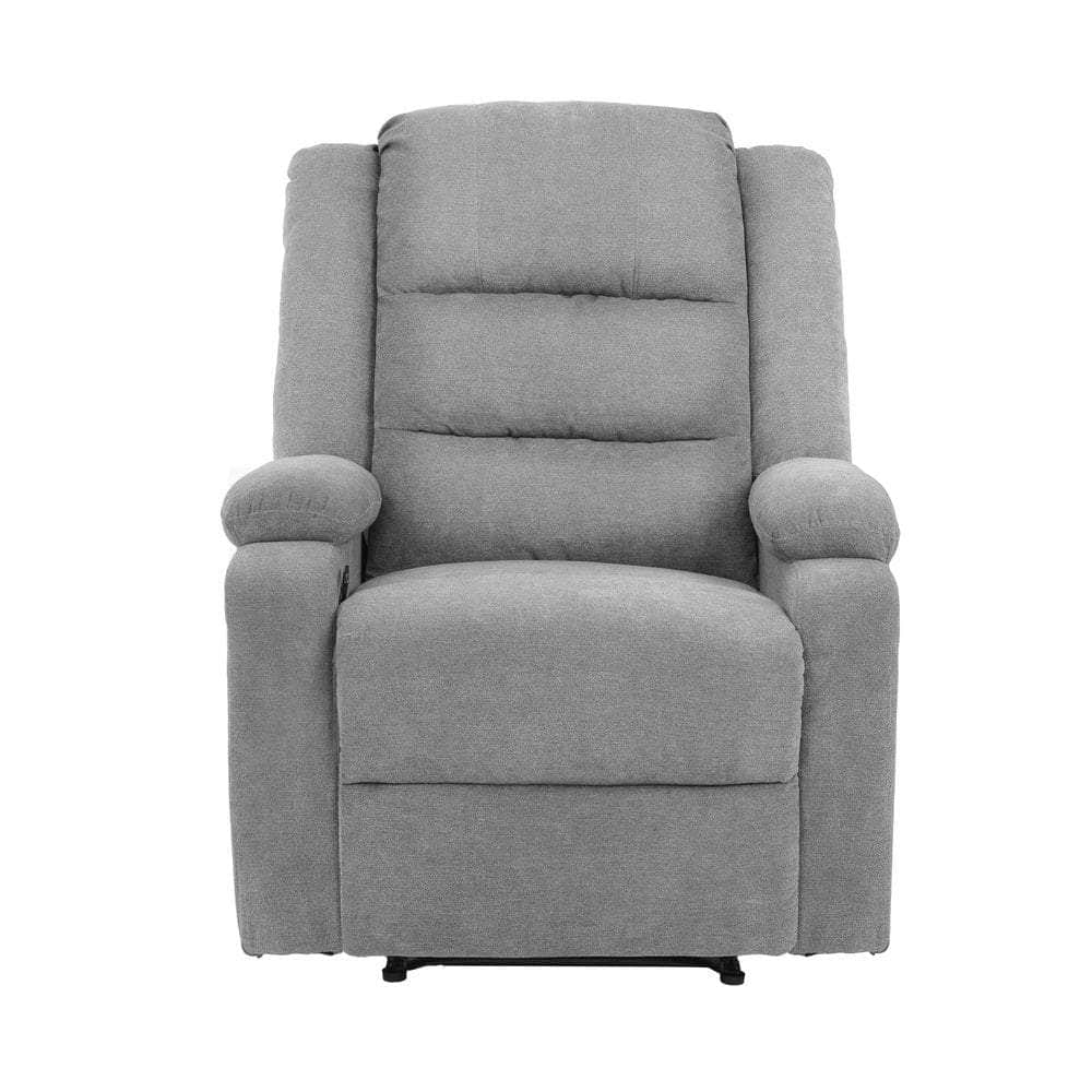 Recliner Chair Padded Lounge With Side Pocket Polyester Grey & Beige