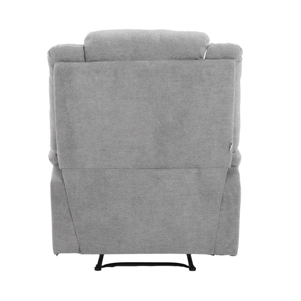 Recliner Chair Padded Lounge With Side Pocket Polyester Grey & Beige