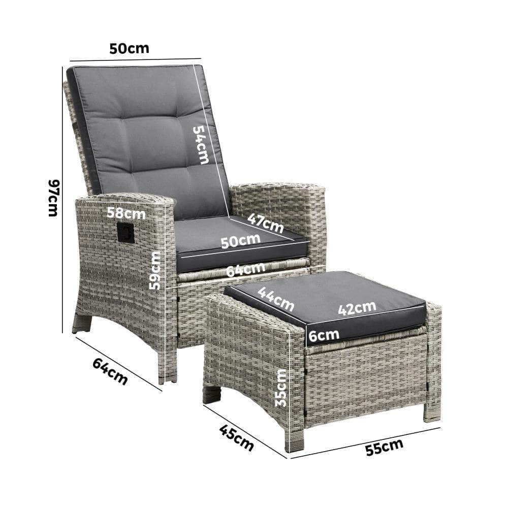 Recliner Chairs Outdoor Sun Lounger Setting Wicker Sofa Patio Furniture