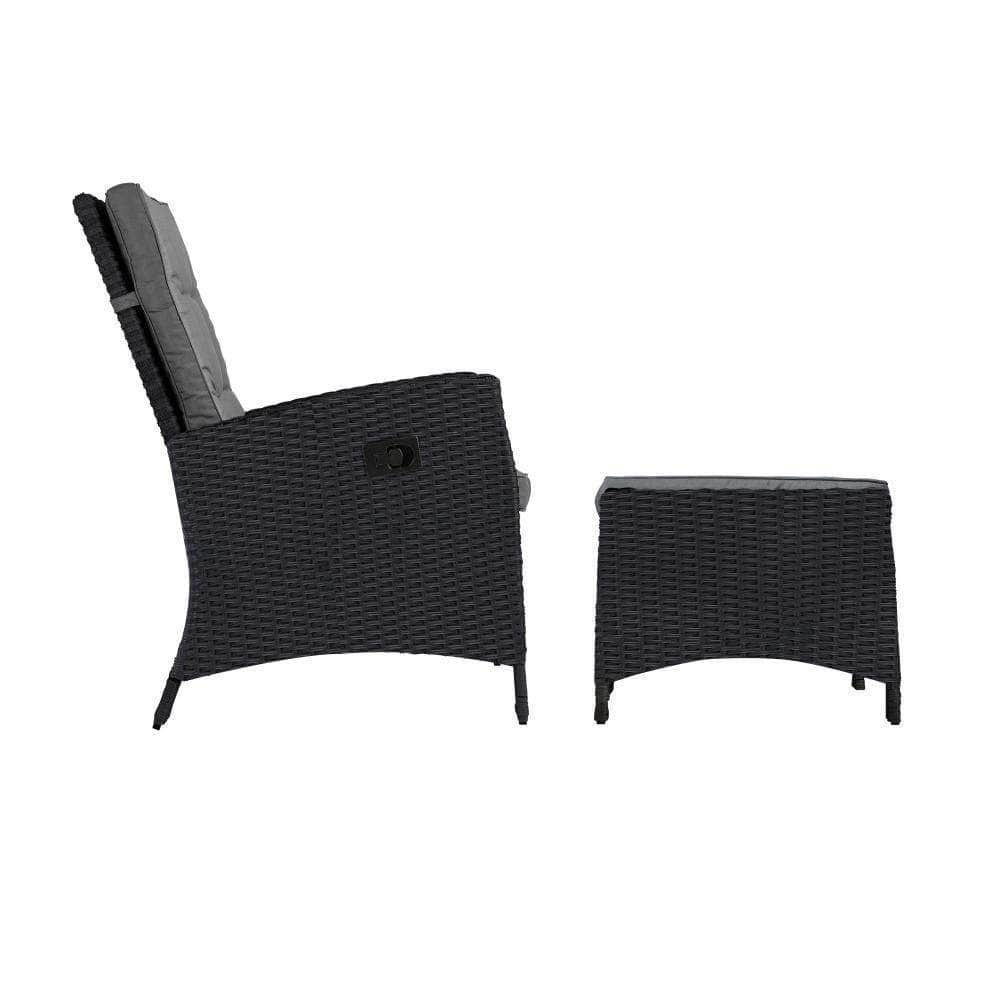 Recliner Chairs Sun Lounge Outdoor Patio Furniture Wicker Lounger 2X