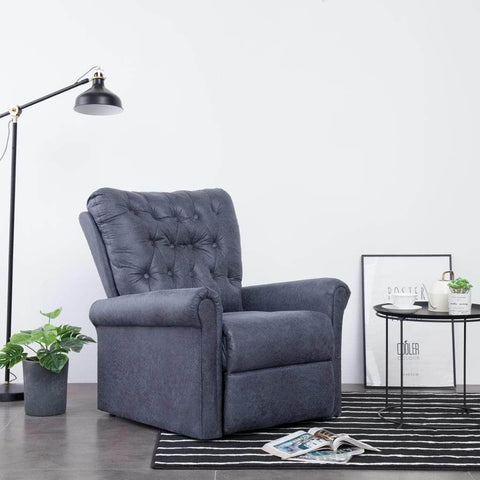 Reclining Chair Grey Suede Leather