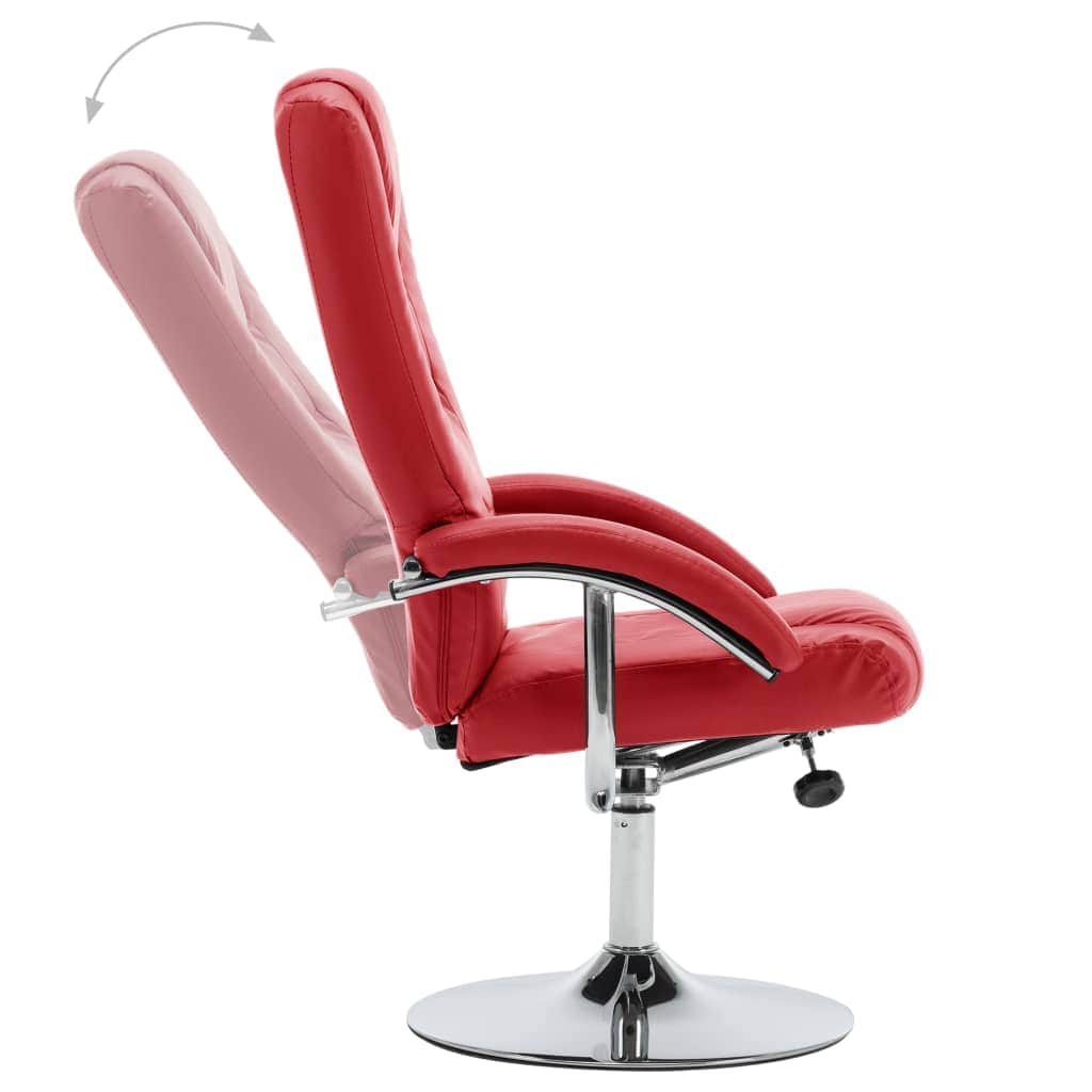Reclining Chair with Footstool Red faux Leather