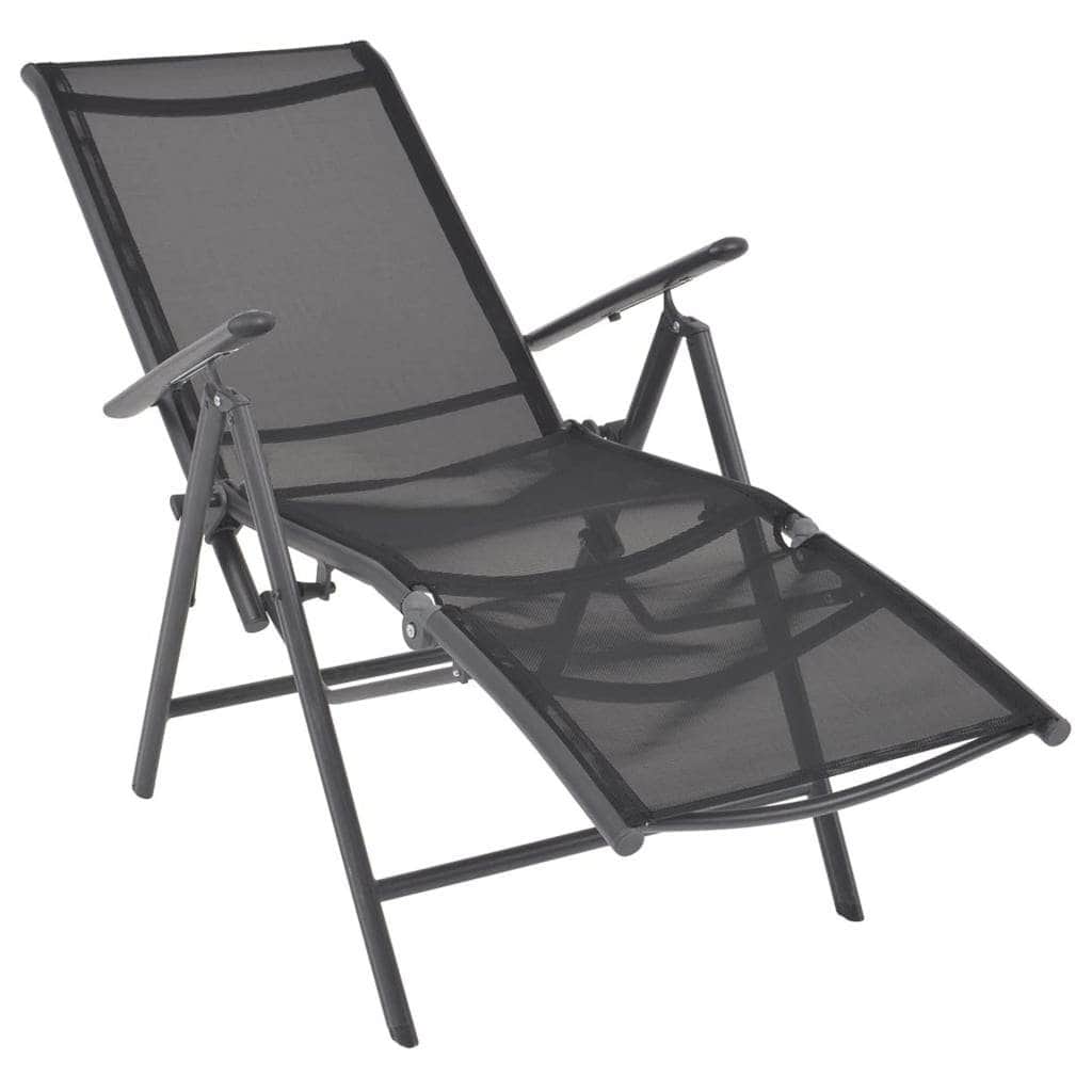 Reclining Deck Chair Aluminium and Textilene Black