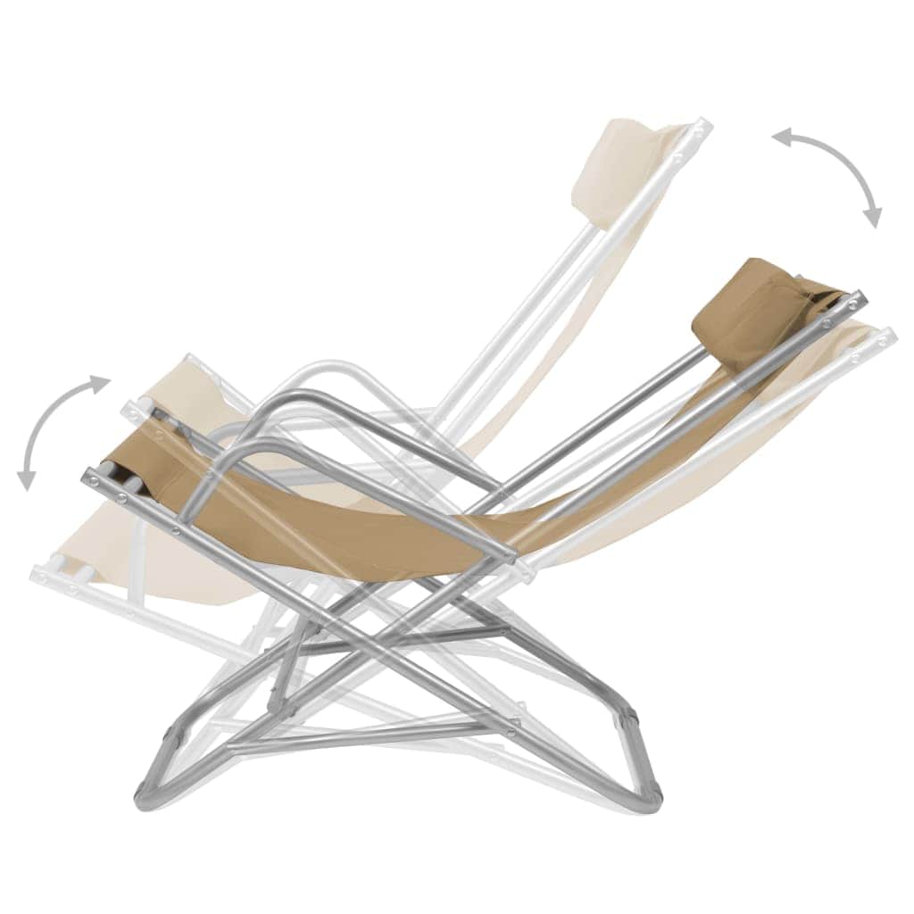 Reclining Deck Chairs 2 pcs Steel Taupe