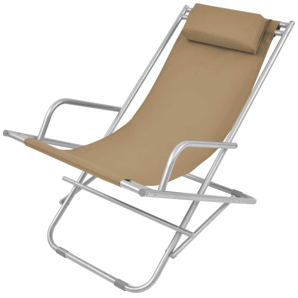 Reclining Deck Chairs 2 pcs Steel Taupe