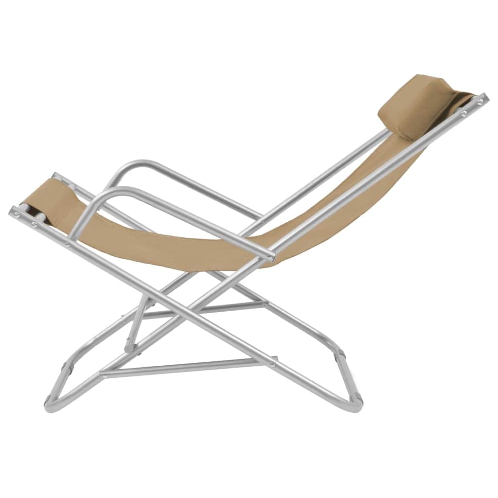 Reclining Deck Chairs 2 pcs Steel Taupe