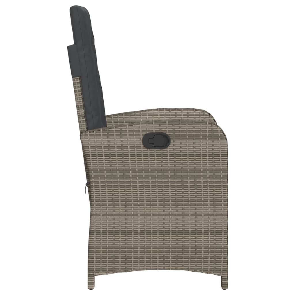 Rattan finish - Reclining Garden Chair with Cushions- Black Poly Rattan