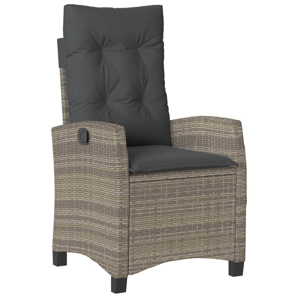 Outdoor Chairs - Reclining Garden Chair with Cushions Black Poly Rattan