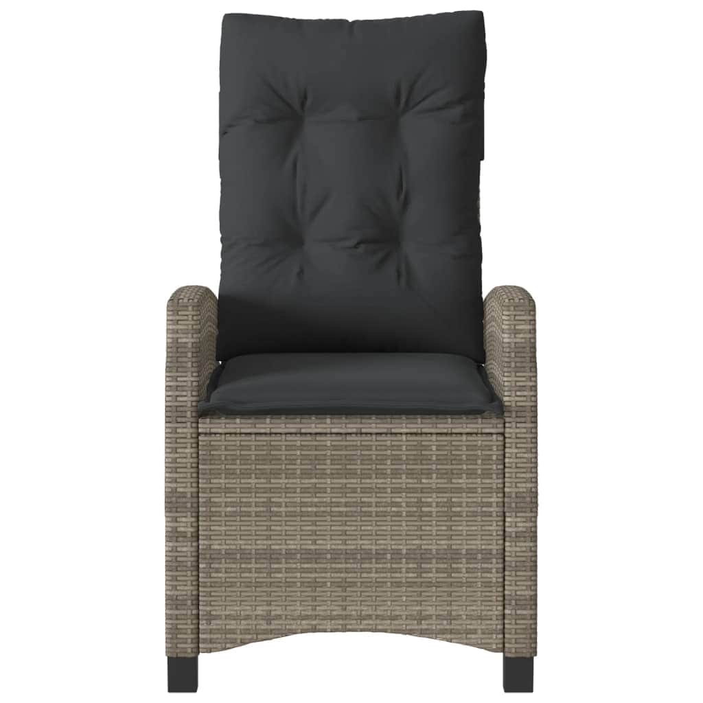 Reclining Garden Chair with Cushions Black Poly Rattan, Rattan finish
