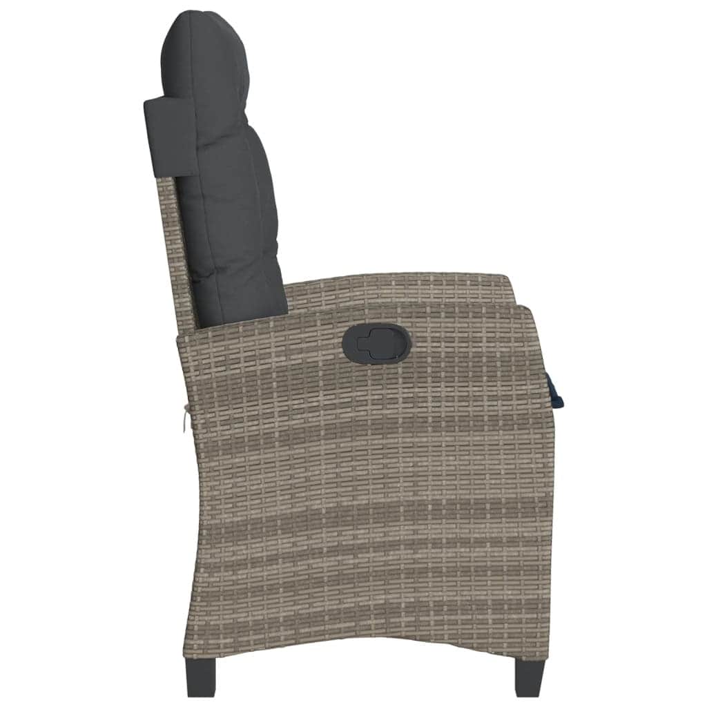 Comfort - Reclining Garden Chair with Cushions Black Poly Rattan