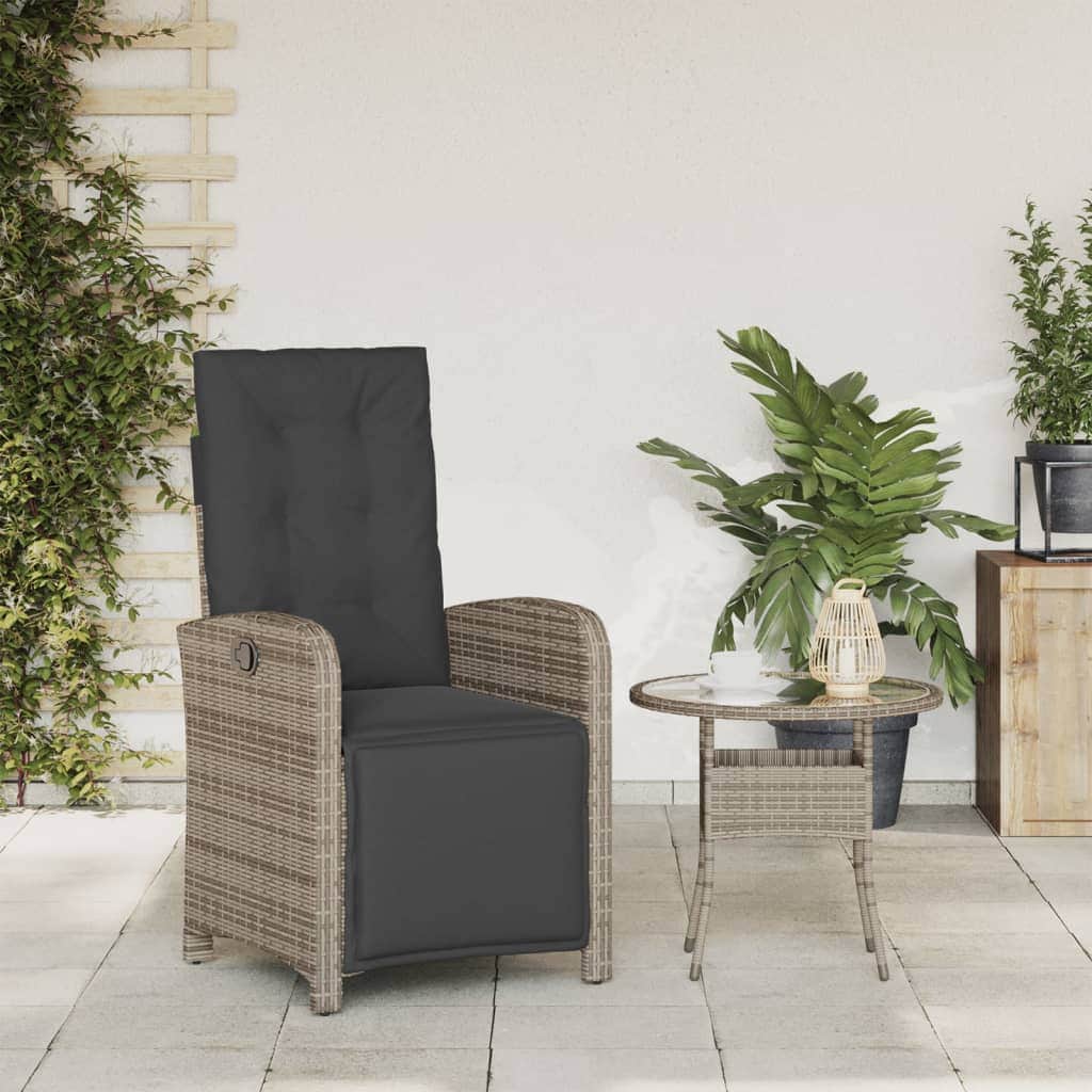Outdoor Chairs - Reclining Garden Chair with Footrest Poly Rattan