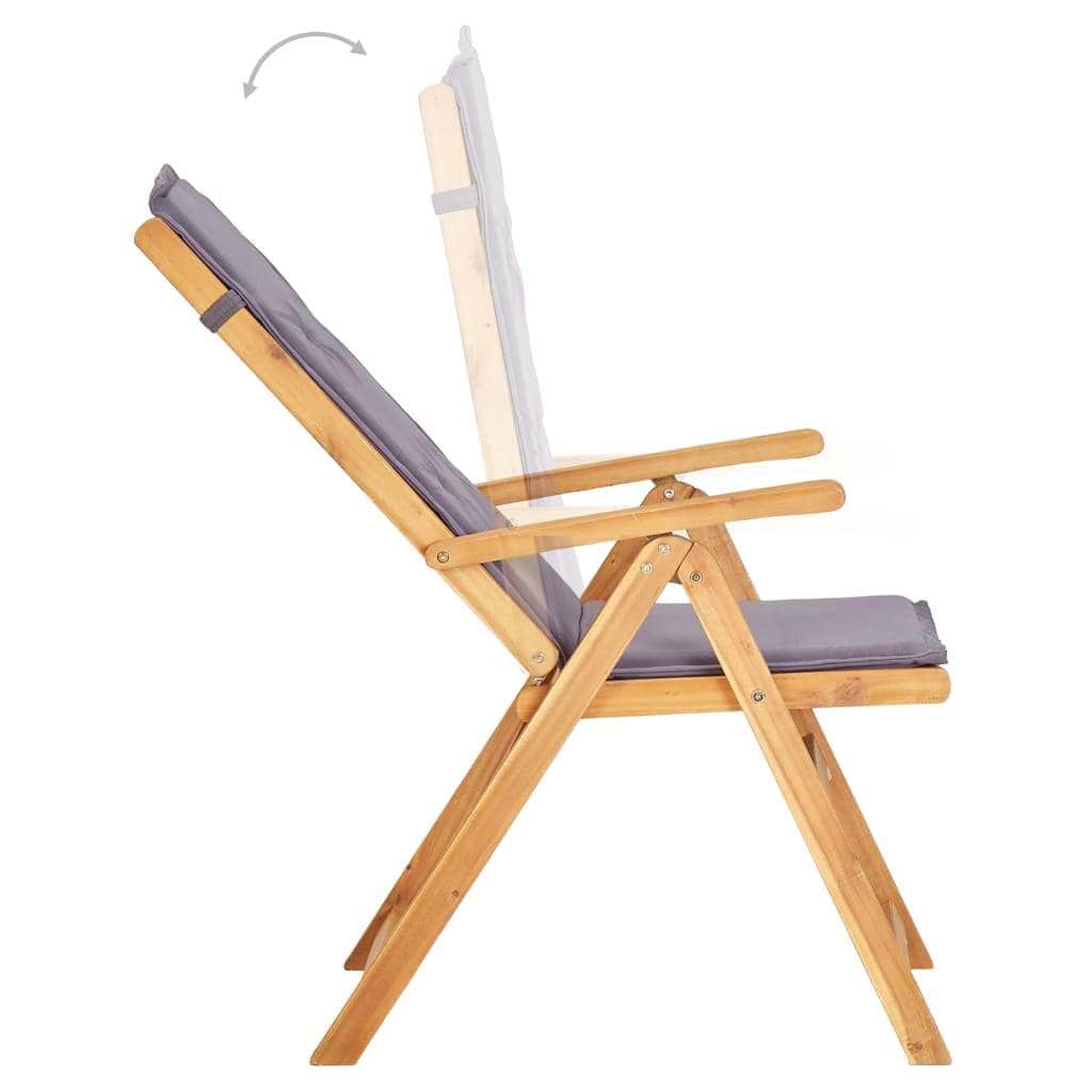 Reclining Garden Chairs 2 pcs Brown Solid Acacia Wood