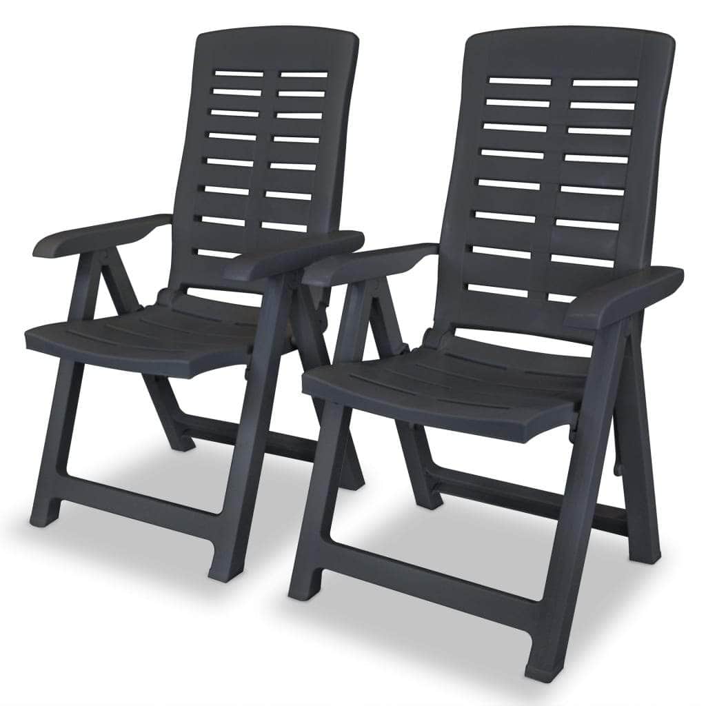 Reclining Garden Chairs 2 pcs Plastic Anthracite - Simple deals