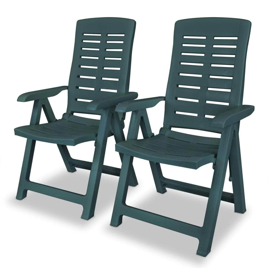 Reclining Garden Chairs 2 pcs Plastic Green - Simple deals
