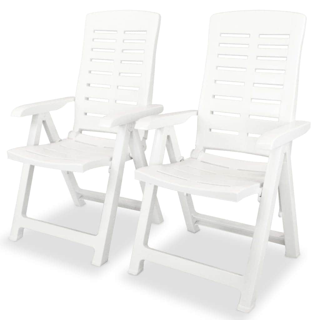 Reclining Garden Chairs 2 pcs Plastic White - Simple deals