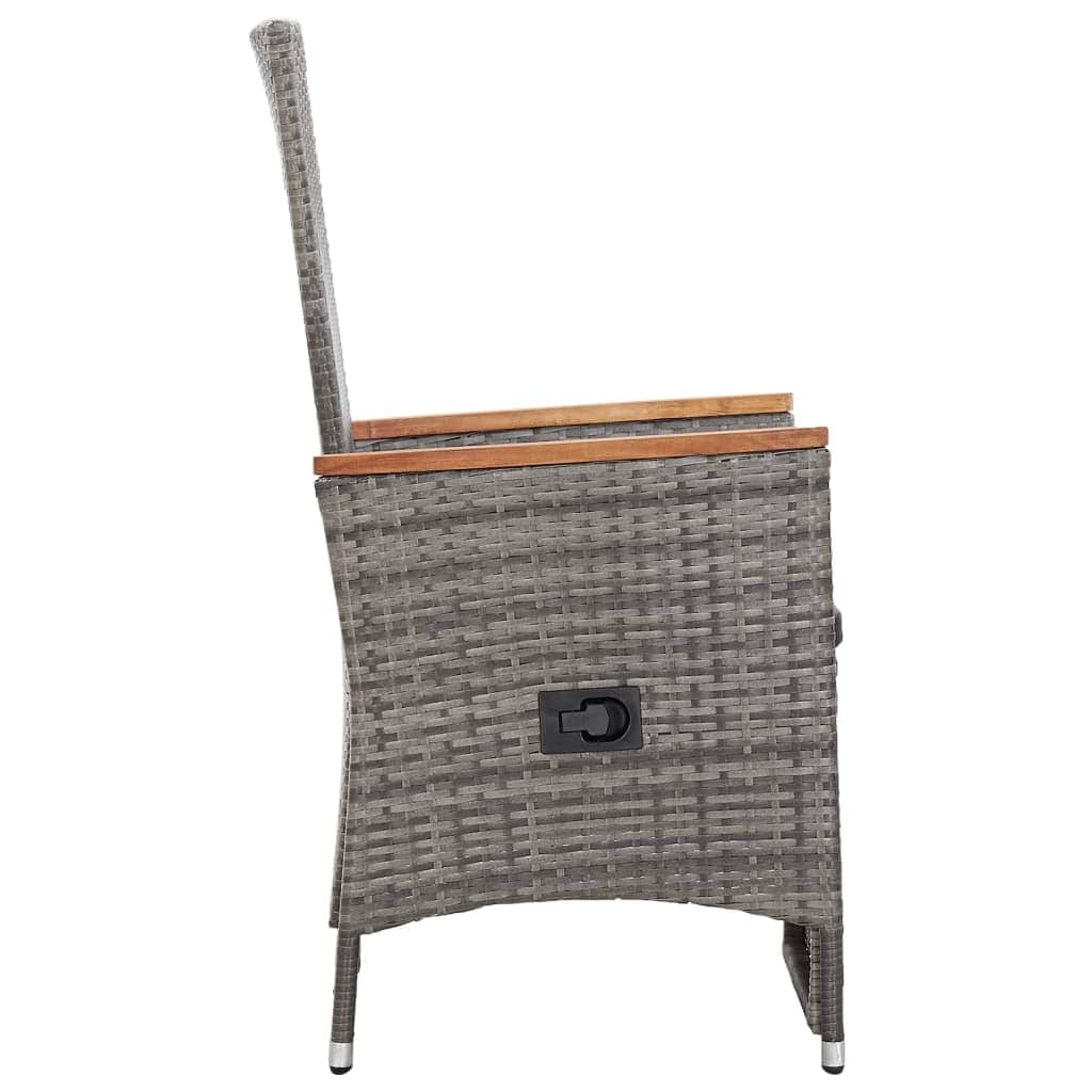 Reclining Garden Chairs 2 pcs with Cushions Poly Rattan Grey