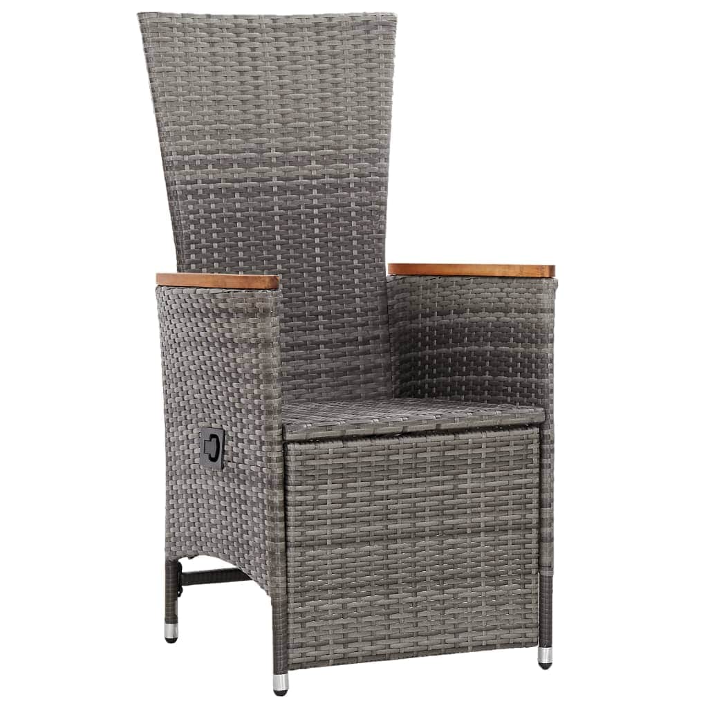 Reclining Garden Chairs 2 pcs with Cushions Poly Rattan Grey