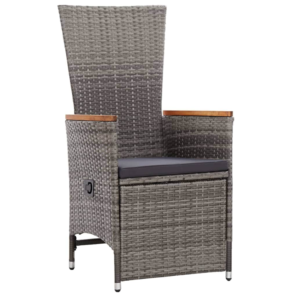 Reclining Garden Chairs 2 pcs with Cushions Poly Rattan Grey